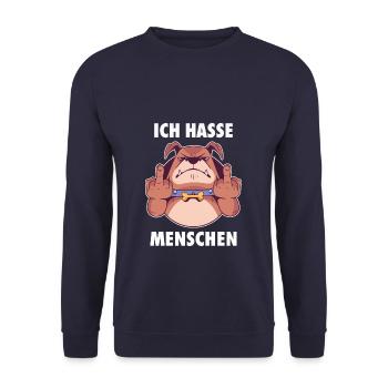 Ich hasse Menschen - Unisex Pullover - Navy - Vorne - Alina (178cm) & Michal (187cm)
