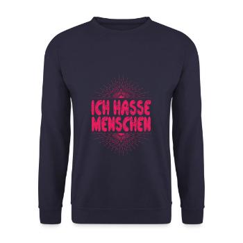 Ich hasse Menschen - Unisex Pullover - Navy - Vorne - Alina (178cm) & Michal (187cm)