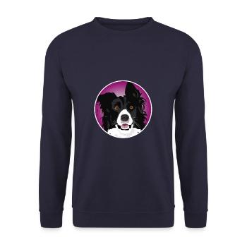 Border Collie Hund cool - Unisex Pullover - Navy - Vorne - Alina (178cm) & Michal (187cm)