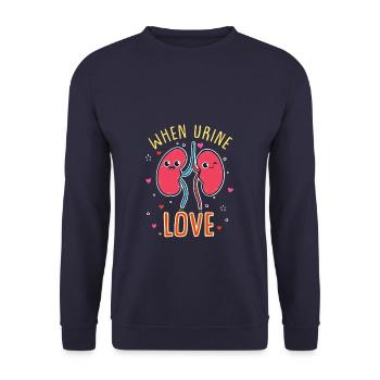Kidney after organ transplant shirt - Unisex Sweatshirt - navy - Front - Alina (178cm) & Michal (187cm)