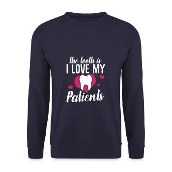 Dentiste La dent est mon amour - Sweat-shirt Unisexe - marine - Devant - Alina (178cm) & Michal (187cm)
