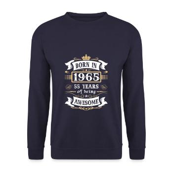 55. Geburtstag - Unisex Pullover - Navy - Vorne - Alina (178cm) & Michal (187cm)