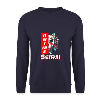 Anime senpai avec masque de renard japonais otaku - Sweat-shirt Unisexe - marine - Devant - Alina (178cm) & Michal (187cm)