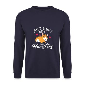 Gerechte Jungs, die Hamster lieben - Unisex Pullover - Navy - Vorne - Alina (178cm) & Michal (187cm)