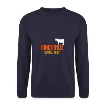 Rinderfilet krümelt nicht - Unisex Pullover - Navy - Vorne - Alina (178cm) & Michal (187cm)