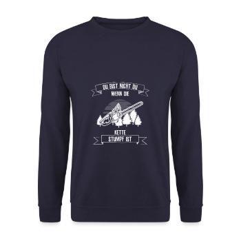 Du bist icht du wenn die Kette stumpf ist - Unisex Pullover - Navy - Vorne - Alina (178cm) & Michal (187cm)