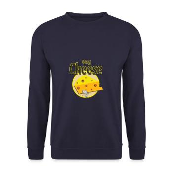 Say cheeseburger design with cheese and mouse - Unisex Sweatshirt - navy - Front - Alina (178cm) & Michal (187cm)