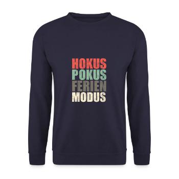 HOKUS POKUS Ferien Modus - Unisex Pullover - Navy - Vorne - Alina (178cm) & Michal (187cm)