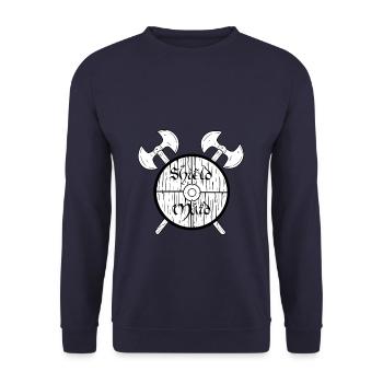 Shield Maid Norse Mythology Viking - Unisex Pullover - Navy - Vorne - Alina (178cm) & Michal (187cm)