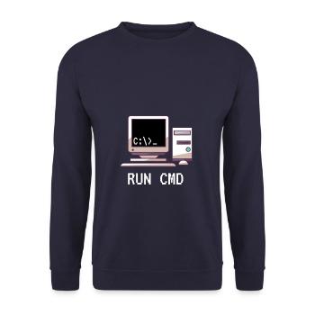 Console Funny Nerd Run CMD - Unisex Pullover - Navy - Vorne - Alina (178cm) & Michal (187cm)