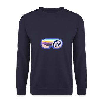 Ski Brille Snowboard Apres Ski Skifahrer Skifahren - Unisex Pullover - Navy - Vorne - Alina (178cm) & Michal (187cm)
