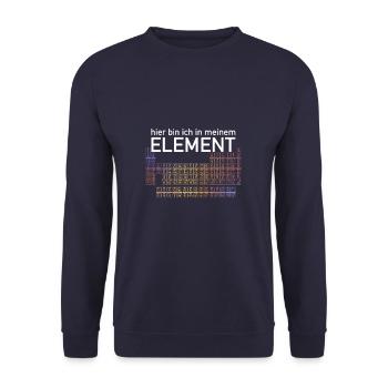 Periodensystem hier bin ich in meinem Element - Unisex Pullover - Navy - Vorne - Alina (178cm) & Michal (187cm)
