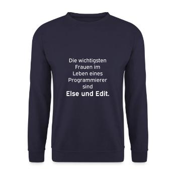 Else und Edit Programmierer Nerd Linux - Unisex Pullover - Navy - Vorne - Alina (178cm) & Michal (187cm)