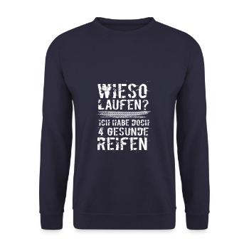 Mechaniker Mechatroniker Auto Werkstatt motorsport - Unisex Pullover - Navy - Vorne - Alina (178cm) & Michal (187cm)