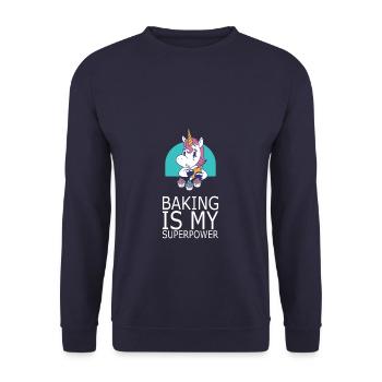 Backen Ist Mein Lustiger Kuchen-Dekorateur Der - Unisex Pullover - Navy - Vorne - Alina (178cm) & Michal (187cm)