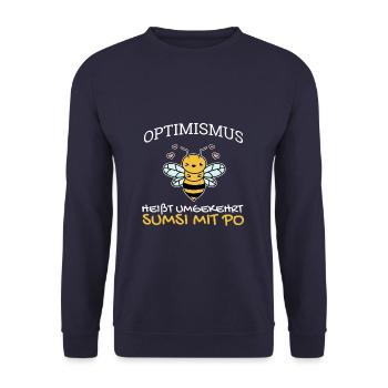 Optimismus Heißt Umgedreht Sumsi Mit Po Damen - Unisex Pullover - Navy - Vorne - Alina (178cm) & Michal (187cm)
