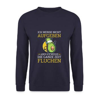 Ich Werde Nicht Aufgeben Aber Fluchen Avocado - Unisex Pullover - Navy - Vorne - Alina (178cm) & Michal (187cm)