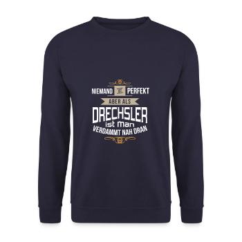 Lustiges Drechsler Handwerker perfekt Geschenk - Unisex Pullover - Navy - Vorne - Alina (178cm) & Michal (187cm)