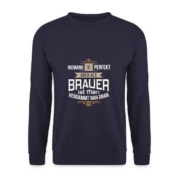 Lustiges Brauer Bierbrauer Braumeister perfekt - Unisex Pullover - Navy - Vorne - Alina (178cm) & Michal (187cm)