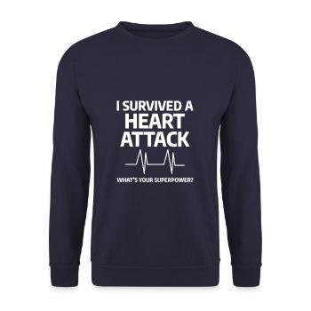 Lovely Heart Attack Awareness Gift For A Survivor - Unisex Pullover - Navy - Vorne - Alina (178cm) & Michal (187cm)