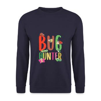 Funny Hunting Gift For A Bug Hunter - Unisex Pullover - Navy - Vorne - Alina (178cm) & Michal (187cm)