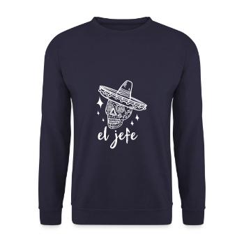 Sugar skull The Boss - Unisex Pullover - Navy - Vorne - Alina (178cm) & Michal (187cm)