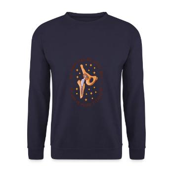Mein Haar Mag Grau Sein, Aber Meine Hüfte Ist - Unisex Pullover - Navy - Vorne - Alina (178cm) & Michal (187cm)
