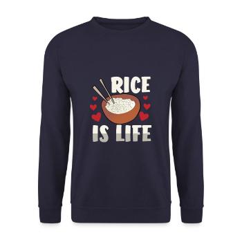 Rice Is Life - Unisex Pullover - Navy - Vorne - Alina (178cm) & Michal (187cm)