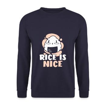 Rice Is Niiice - Unisex Pullover - Navy - Vorne - Alina (178cm) & Michal (187cm)