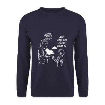 Funny Programmer Dad Are Clouds Made Of - Unisex Pullover - Navy - Vorne - Alina (178cm) & Michal (187cm)