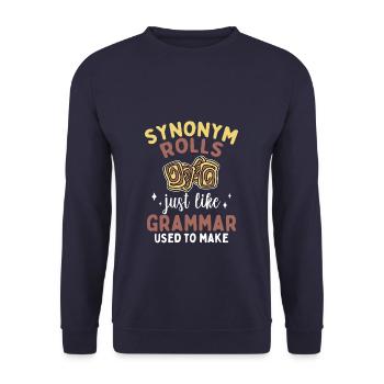 Funny Synonym Rolls - Unisex Pullover - Navy - Vorne - Alina (178cm) & Michal (187cm)