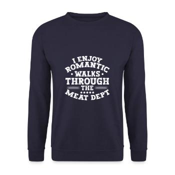 Funny Romantic Walks Through Meats Dept - Unisex Pullover - Navy - Vorne - Alina (178cm) & Michal (187cm)