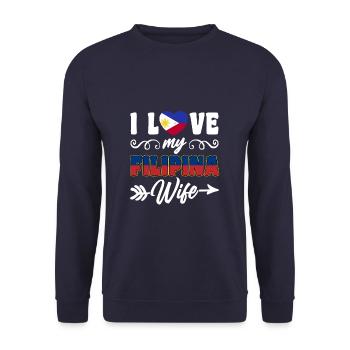 I Love My Filipina Wife Philippines - Unisex Pullover - Navy - Vorne - Alina (178cm) & Michal (187cm)
