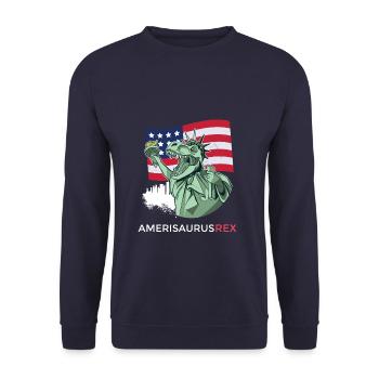 Amerisaurus Rex Jeunes dinosaures patriotiques - Sweat-shirt Unisexe - marine - Devant - Alina (178cm) & Michal (187cm)