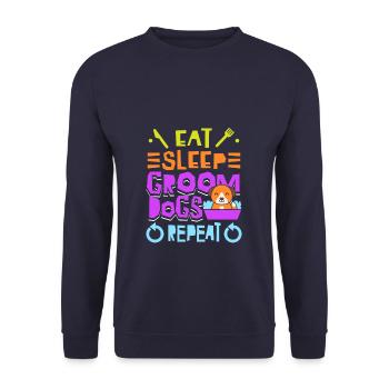 Essen Sie Schlafen, Pflegen Sie Hunde, - Unisex Pullover - Navy - Vorne - Alina (178cm) & Michal (187cm)