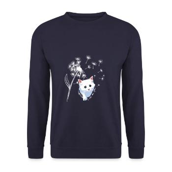 Cute Cat Dandelions - Unisex Pullover - Navy - Vorne - Alina (178cm) & Michal (187cm)