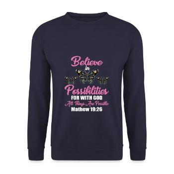 Inspirational Butterfly Believe In God - Unisex Pullover - Navy - Vorne - Alina (178cm) & Michal (187cm)