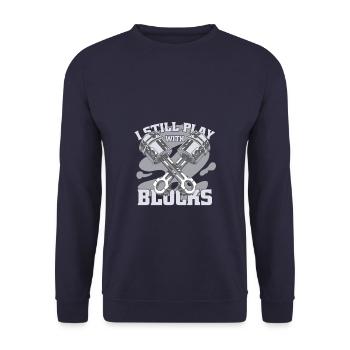 I Still Play With Blocks For Men - Unisex Sweatshirt - navy - Front - Alina (178cm) & Michal (187cm)