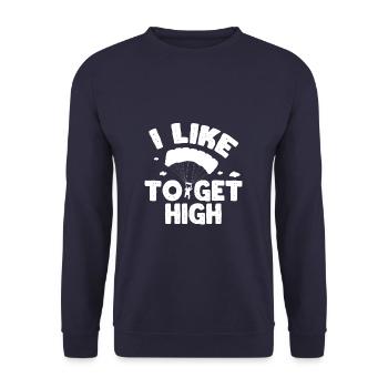 Funny Sky Diving I Like To Get High - Unisex Pullover - Navy - Vorne - Alina (178cm) & Michal (187cm)