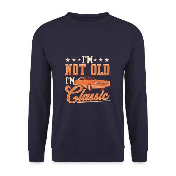 Not Old I'm Classic Car - Unisex Pullover - Navy - Vorne - Alina (178cm) & Michal (187cm)