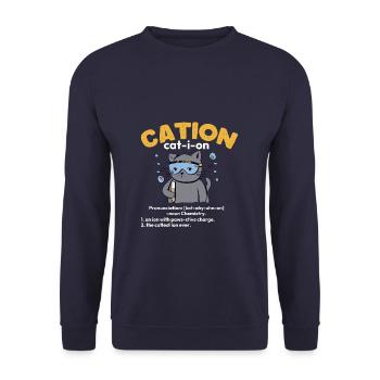 Funny Cute Cation Cat Ion - Unisex Pullover - Navy - Vorne - Alina (178cm) & Michal (187cm)