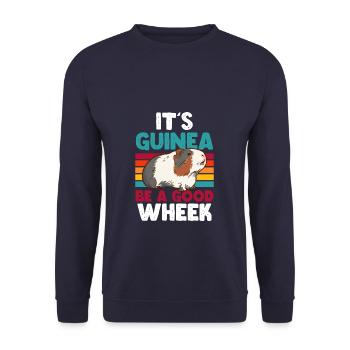 Funny Cute It's Guinea Be A Good Wheek - Unisex Pullover - Navy - Vorne - Alina (178cm) & Michal (187cm)