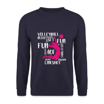 Volleyball Player Spike - Unisex Pullover - Navy - Vorne - Alina (178cm) & Michal (187cm)