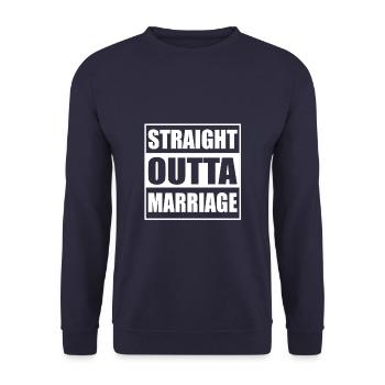 Funny Straight Outta Marriage - Unisex Pullover - Navy - Vorne - Alina (178cm) & Michal (187cm)