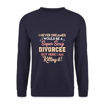 Funny Sexy Divorcee - Unisex Pullover - Navy - Vorne - Alina (178cm) & Michal (187cm)