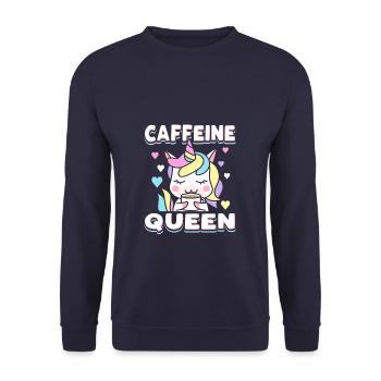 Caffeine Queen Cappuccino Drink Mrs. Unicorn - Unisex Sweatshirt - navy - Front - Alina (178cm) & Michal (187cm)