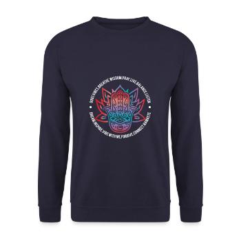 Lotus Flower Yoga Live Balance - Unisex Pullover - Navy - Vorne - Alina (178cm) & Michal (187cm)