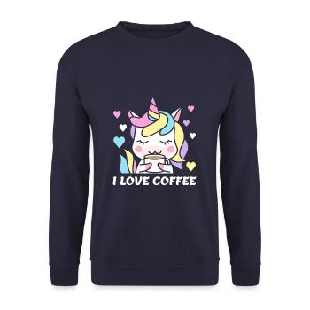 I Love Coffee Potions Woman Unicorn Women Caffeine - Unisex Sweatshirt - navy - Front - Alina (178cm) & Michal (187cm)