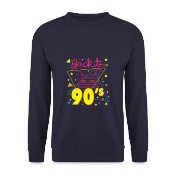 Cool Back To 90s Party Nostalgia Gift - Unisex Sweatshirt - navy - Front - Alina (178cm) & Michal (187cm)