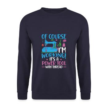 Funny Powered Tool Of Thread - Unisex Pullover - Navy - Vorne - Alina (178cm) & Michal (187cm)